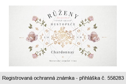 RŮŽENY Vinný sklep Hustopeče 2019 Chardonnay Moravské zemské víno