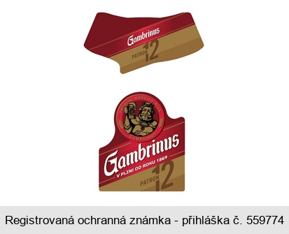 Gambrinus PATRON12 PATRON NAŠEHO PIVA GAMBRINUS Gambrinus V PLZNI OD ROKU 1869 PATRON12