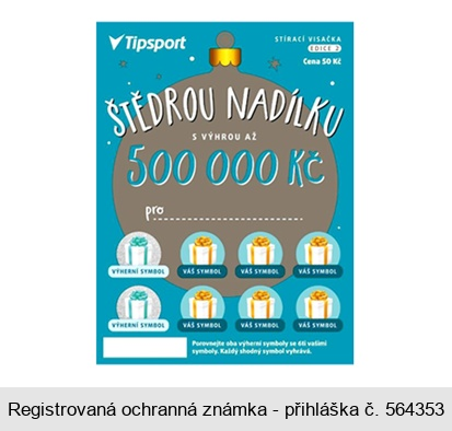 Tipsport STÍRACÍ VISAČKA EDICE 2 ŠTĚDROU NADÍLKU S VÝHROU AŽ 500 000 Kč