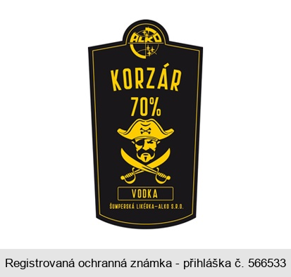 ALKO KORZÁR 70% VODKA ŠUMPERSKÁ LIKÉRKA-ALKO S.R.O