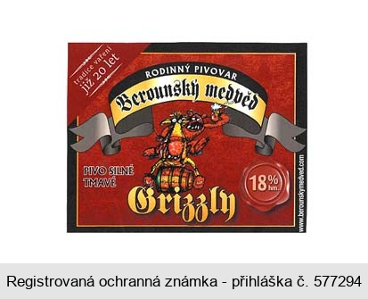 RODINNÝ PIVOVAR Berounský medvěd PIVO SILNÉ TMAVÉ Grizzly