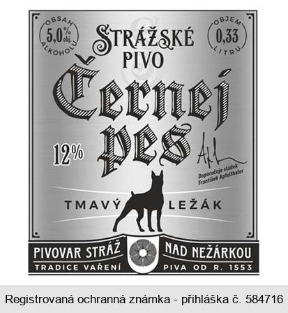 Černej pes STRÁŽSKÉ PIVO PIVOVAR STRÁŽ NAD NEŽÁRKOU TRADICE VAŘENÍ PIVA OD R. 1553