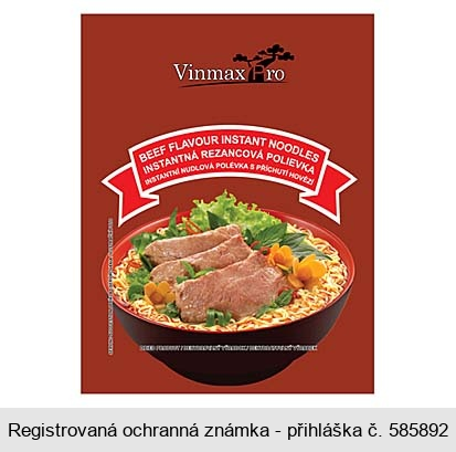 Vinmax Pro BEEF FLAVOUR INSTANT NOODLES INSTANTNÁ REZANCOVÁ POLIEVKA INSTANTNÍ NUDLOVÁ POLÉVKA S PŘÍCHUTÍ HOVĚZÍ