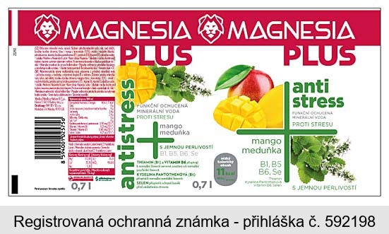 MAGNESIA PLUS antistress FUNKČNÍ OCHUCENÁ MINERÁLNÍ VODA PROTI STRESU mango meduňka