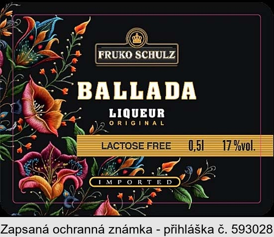  FRUKO SCHULZ BALLADA LIQUEUR ORIGINAL LACTOSE FREE