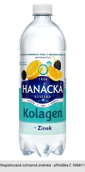 1854 HANÁCKÁ KYSELKA VÁPNÍK JÓD HOŘČÍK Kolagen + Zinek OCHUCENÁ MINERÁLNÍ VODA S OBSAHEM KOLAGENU jemně perlivá