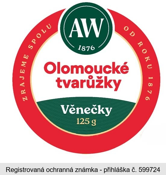 AW 1876 ZRAJEME SPOLU OD ROKU 1876 OLOMOUCKÉ TVARŮŽKY VĚNEČKY