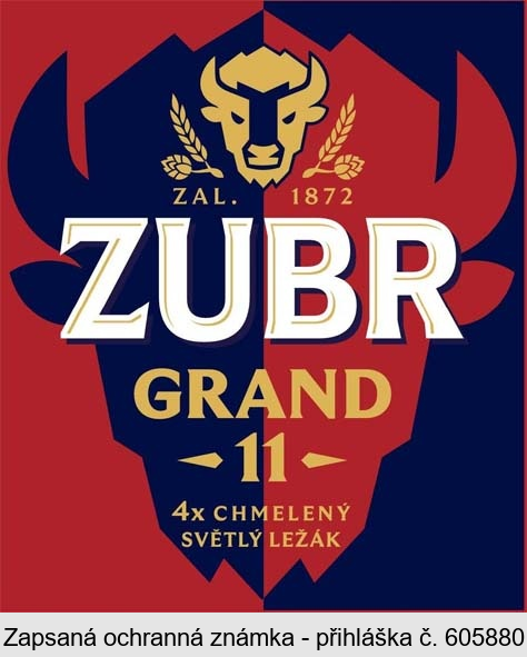 ZUBR GRAND 11 ZAL. 1872 4x CHMELENÝ SVĚTLÝ LEŽÁK