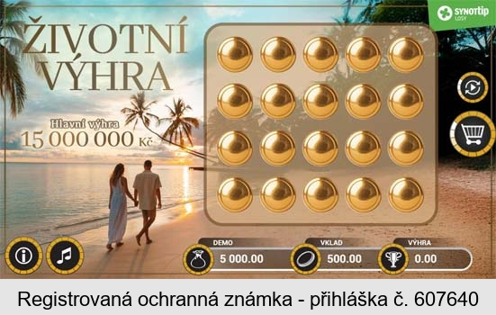 SYNOTtip LOSY ŽIVOTNÍ VÝHRA Hlavní výhra 15 000 000 Kč