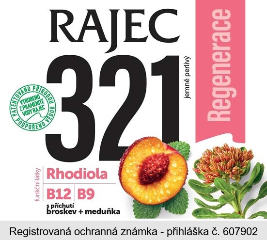 RAJEC 321 Regenerace s příchutí broskev + meduňka