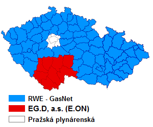 Mapa distributorů plynu