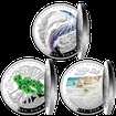 Kompletní sada stříbrných mincí 3 x 1 Oz Beauty, Rich & Rare Dome PROOF