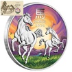 Lun�rn� s�rie III. - st��brn� mince Year of the Horse (Rok kon�) 1 Oz 2026 Color karta (Melbourne ANDA Special)