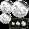 Lunární série III. - sada tří stříbrných mincí Year of the Goat (Rok kozy) 2027 (1/2 Oz, 1 Oz, 2 Oz) PROOF