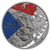 Stříbrná uncová investiční mince Český lev 2024 černá platina, diamond effect stand