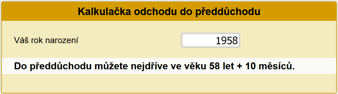 Odchod do předdůchodu kalkulačka