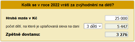 Daňové zvýhodnění na děti za 2021