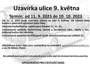 MHD  uzavrka 9. kvtna