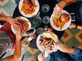 Friends eating lunch