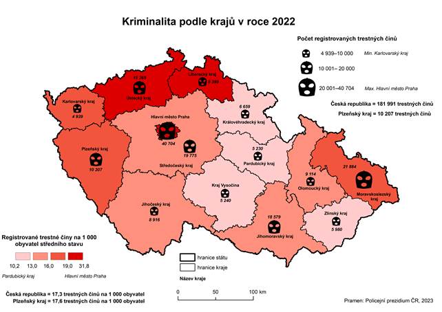 Kartogram: Kriminalita podle kraj