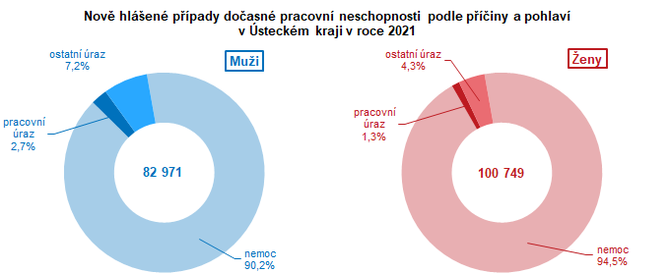 Nov hlen ppady doasn pracovn neschopnosti podle piny a pohlav  v steckm kraji v roce 2021