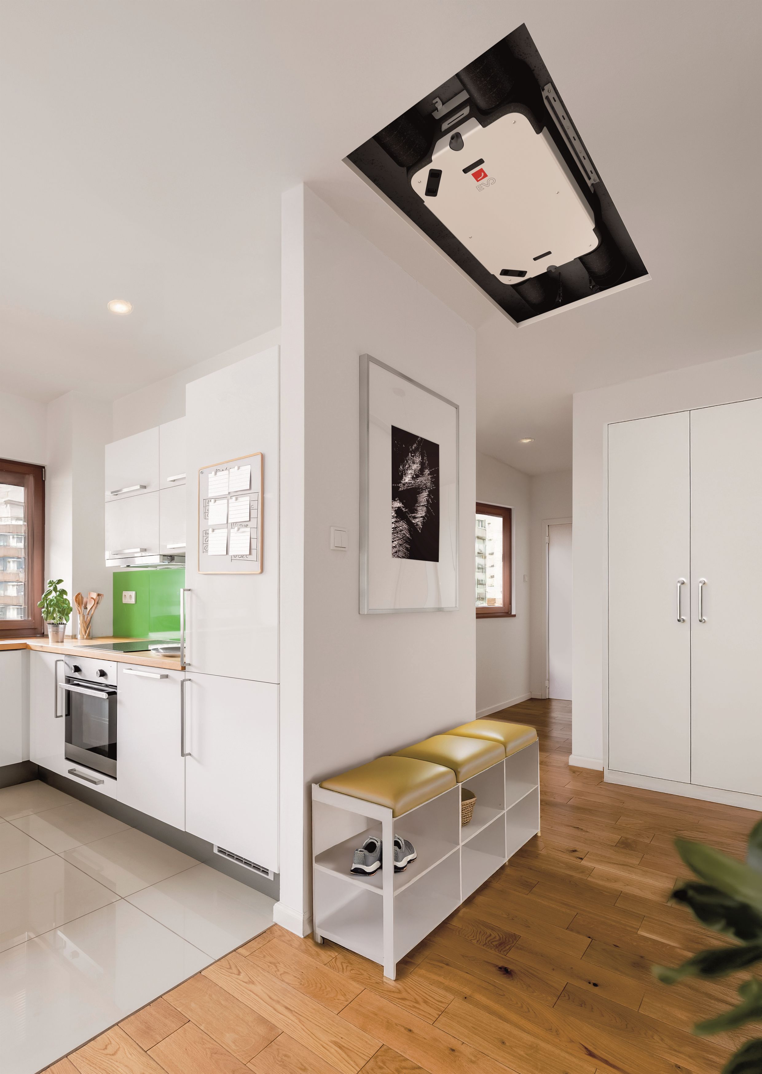 : Zehnder EVO s entalpickým výměníkem umožňuje optimalizovat vlhkost a předcházet vysušování sliznic a dýchacích cest, které je v bytech zejména v zimním období běžné.