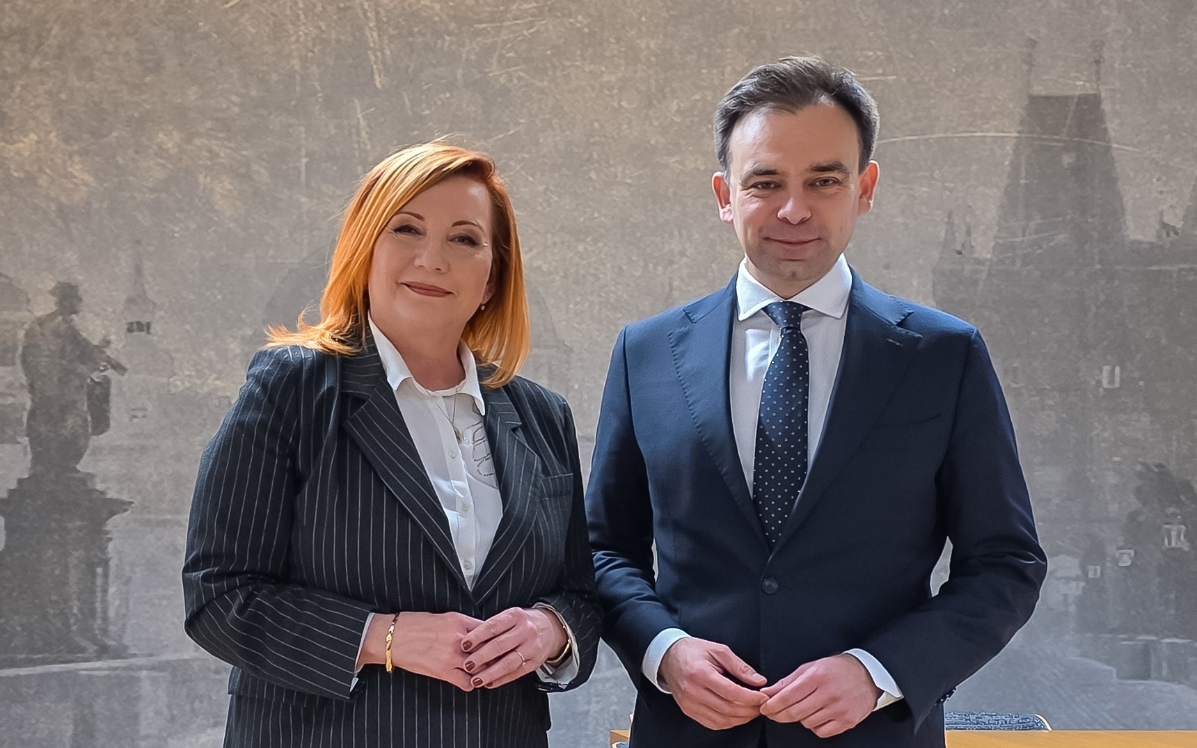 Alena Schillerov� a ministr financ� a hospod��stv� Polska Andrzej Doma�ski