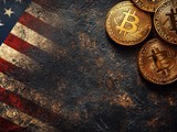 Ilustrační foto: zlaté mince s logem bitcoinu na pozadí americké vlajky symbolizují vstup Trumpovy rodiny do světa kryptoměn prostřednictvím tokenu WLFI.
