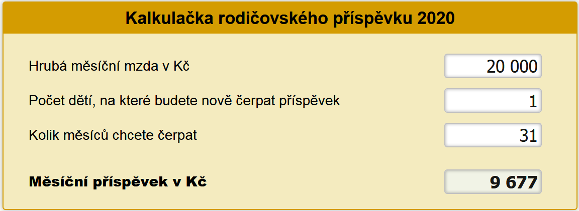 Kalkulaka rodiovskho pspvku 2020