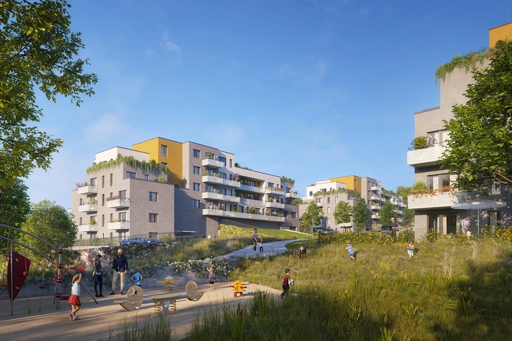 Prostorné terasy ve vyšších podlažích nejnovějšího projektu Slunečné terasy Řeporyje nabídnou výjimečné výhledy do okolní zeleně