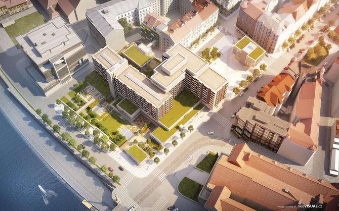 Návrh dostavby piazzetty Miloše Formana z dílny TaK Architects