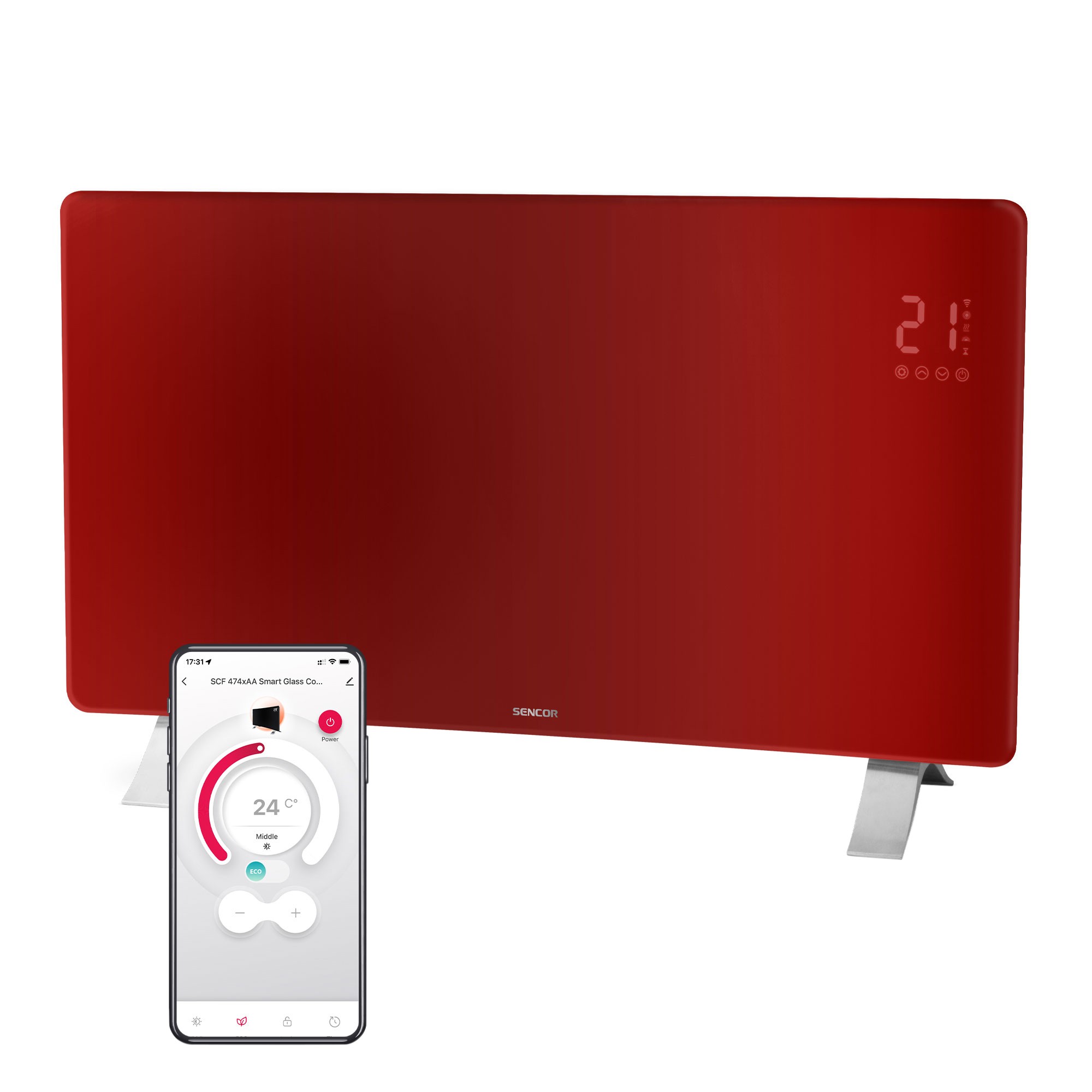 Chytrý skleněný konvektor WI-FI