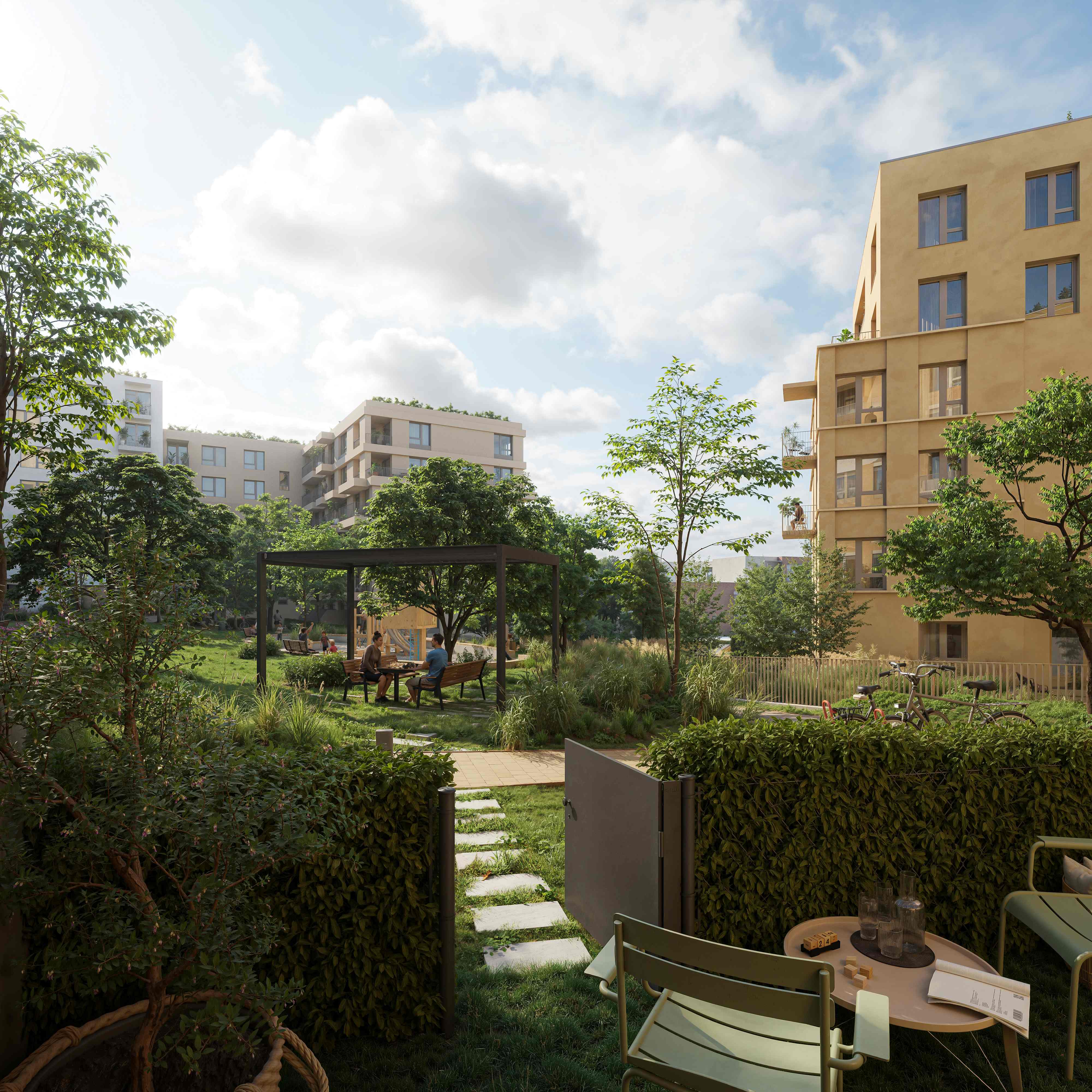 předzahrádka vnitrobloku Dvory Vysočany