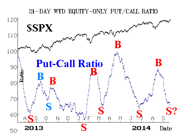 S&P 500 - 21denn� v�en� put/call ratio