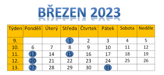 Daov povinnosti v msci beznu roku 2023