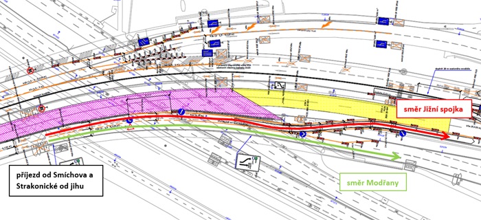 Obrzek . 1_nov uspodn dopravy na vjezdu z BM ve smru na Jin spojku