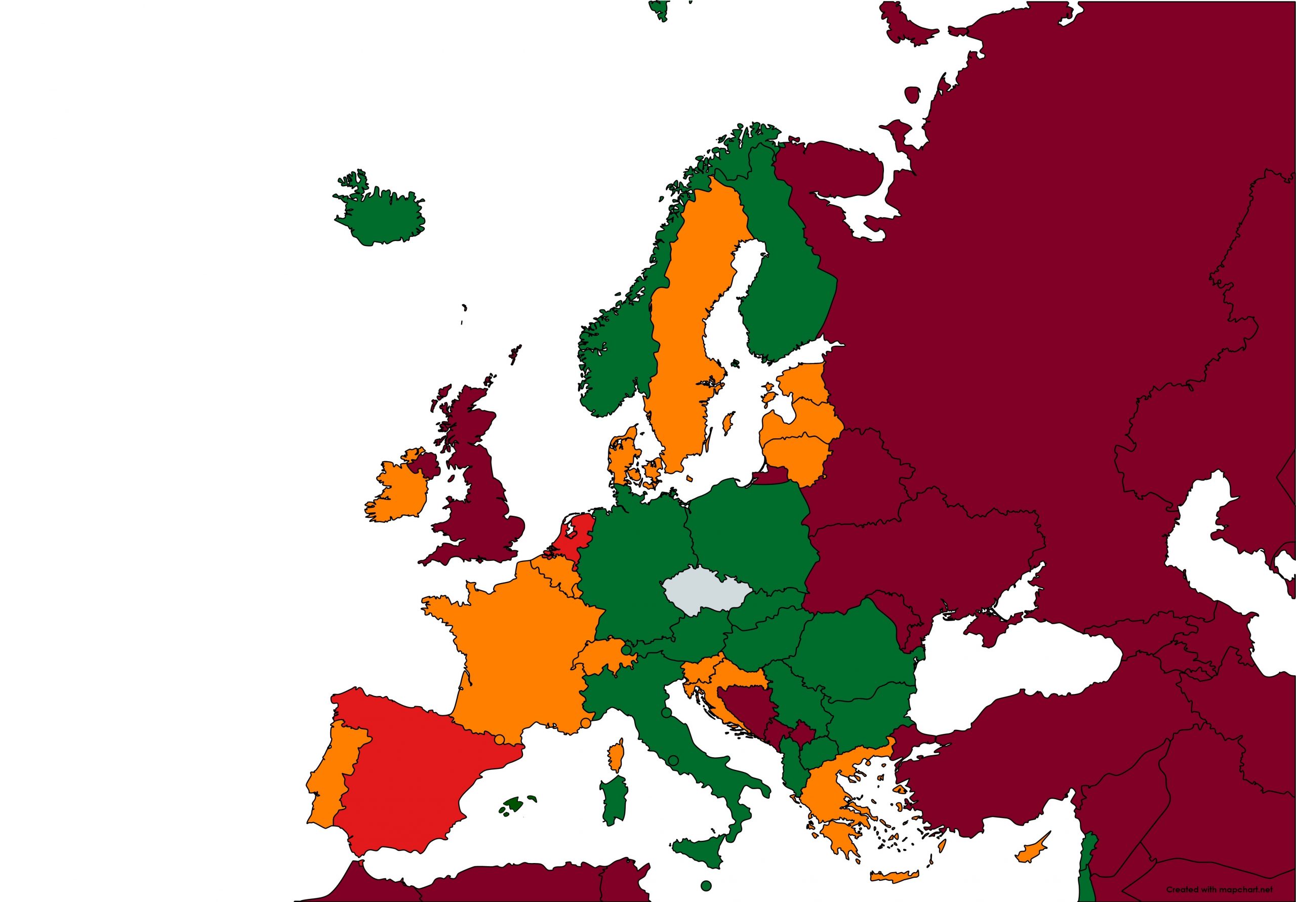 Seznam zem nebo jejich st snzkm, stednm avysokm rizikem nkazy onemocnn covid-19 sinnost od22. 6. 2021 