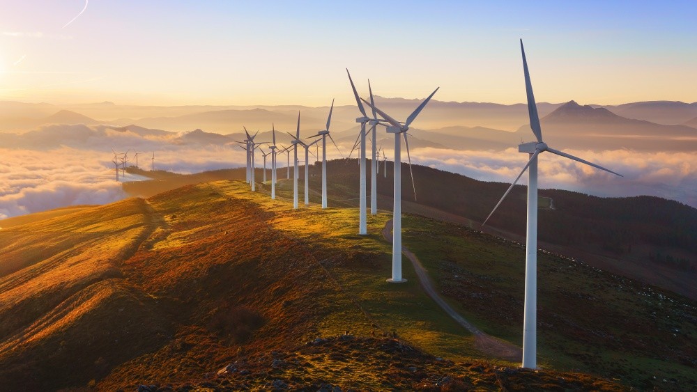 wind turbines on top of mountain