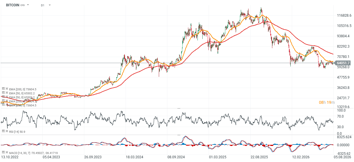 Graf Bitcoinu na denn�m intervalu.