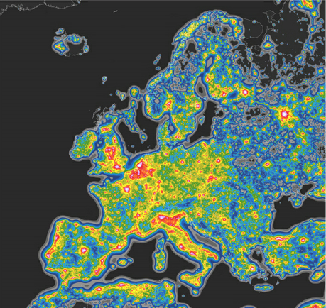 Graf 1  Evropa v noci 