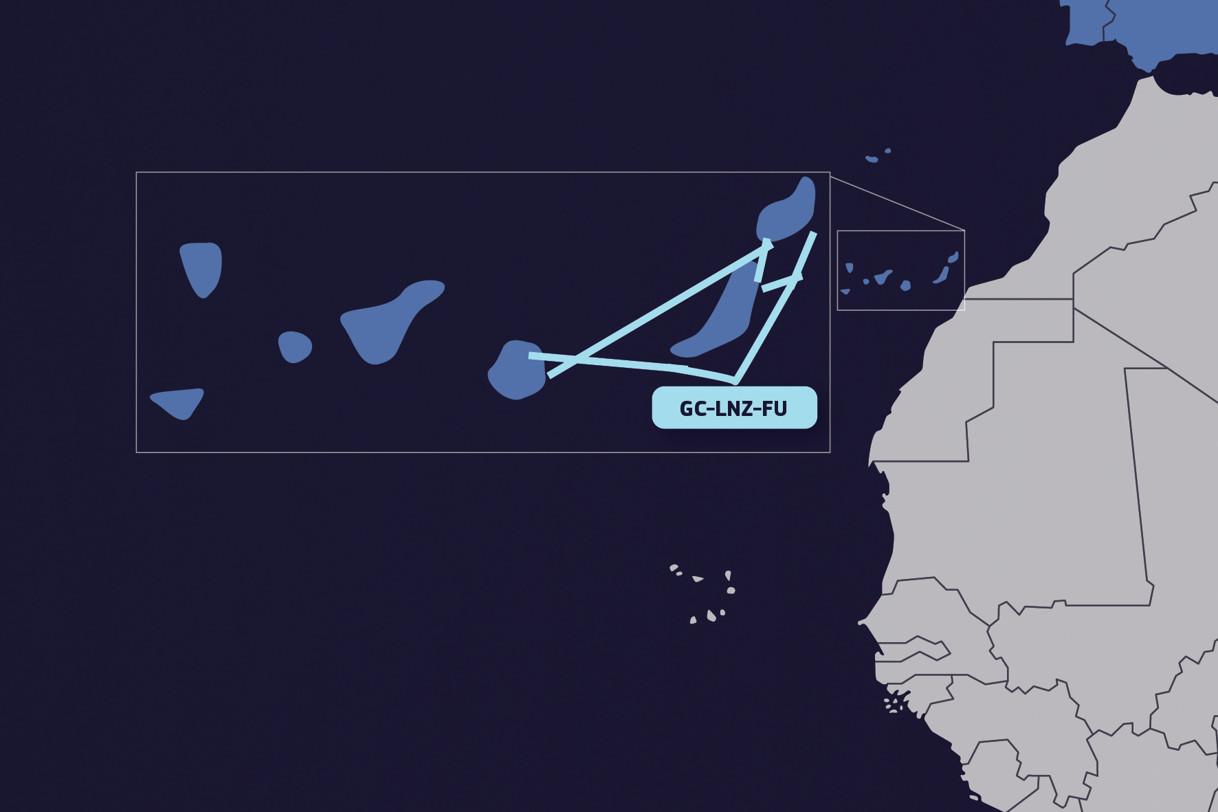 Map indicating the approximate areas covered by the project in Spain's Canary islands