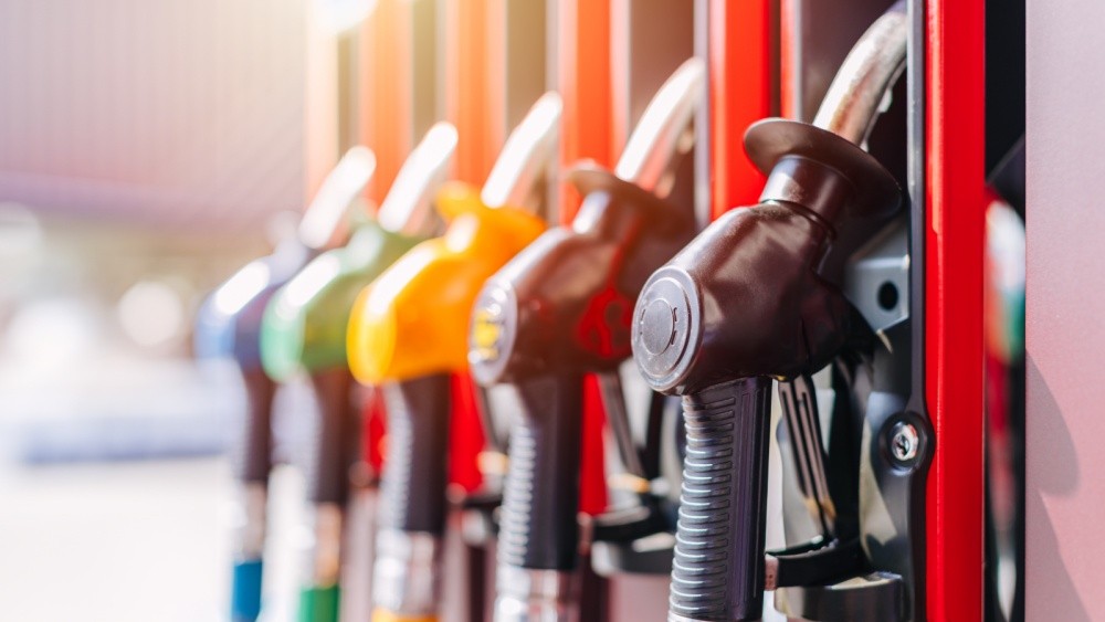 gas pumps lined up.
