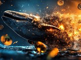 Bitcoinová velryba obklopená BTC mincemi symbolizuje největší držitele bitcoinu a vliv jejich pohybů na kryptoměnový trh.