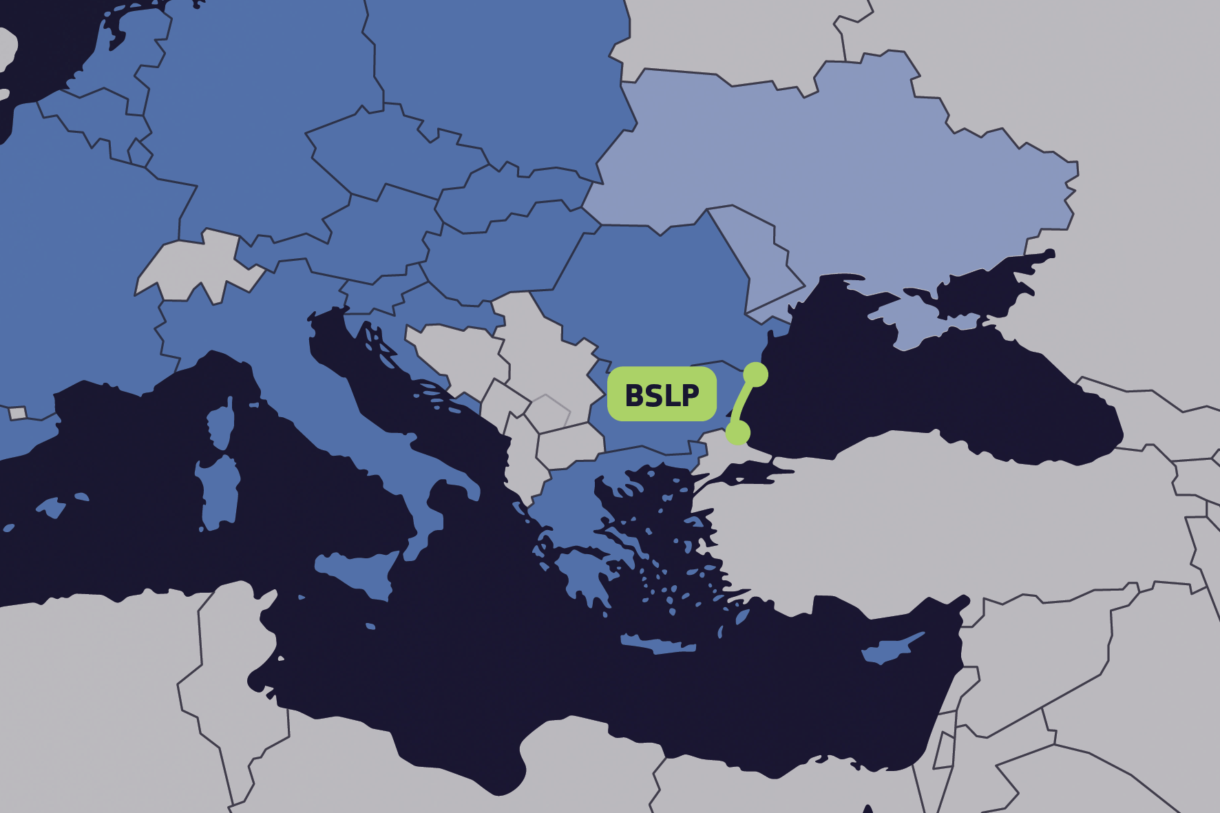 Map indicating the approximate areas covered by the study in Bulgaria.