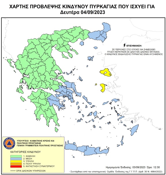 Mapa pornch rizik v ecku dne 4. 9. 2023