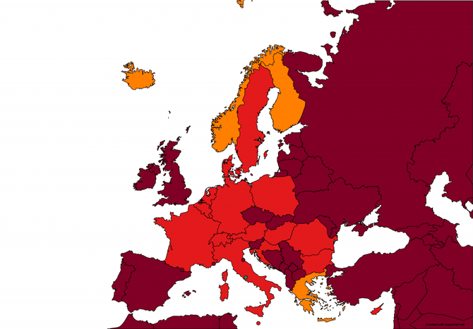 Mapa seznam zem podle mry rizika nkazy od 05 02 2021