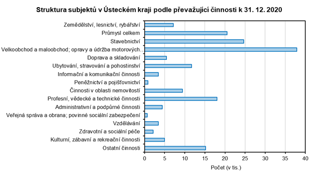 Struktura subjekt v steckm kraji podle pevaujc innosti k 31. 12. 2020