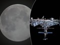 Měsíc a ISS (ilustrační)