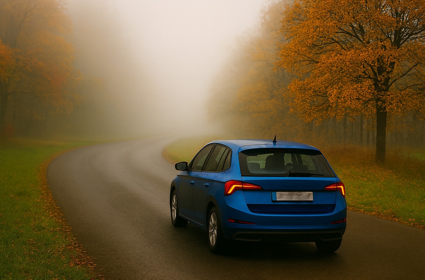 ilustrační podzim na silnicích