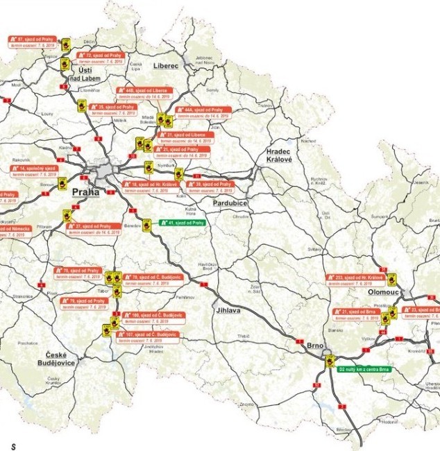 Vybrána jsou ta nejkritičtější místa na dálnicích